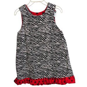 Chabre Girls size 4 Toddler Reversible Red Black Zebra Polka Dot Jumper Dress